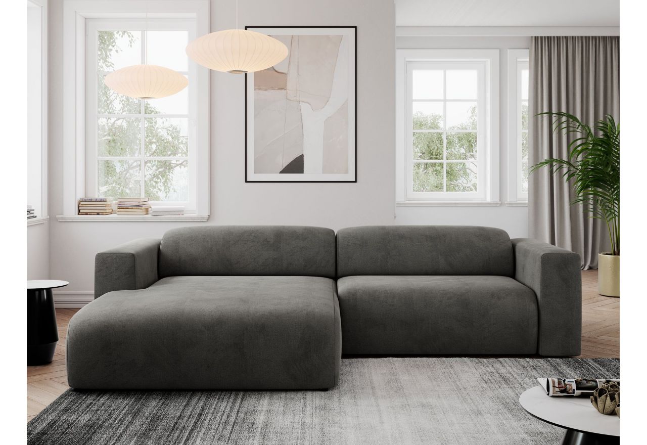 Narożnik PASADENA L - strona lewa - ciemnoszary, welwet