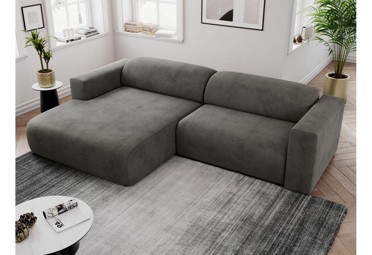 Narożnik PASADENA L - strona lewa - ciemnoszary, welwet