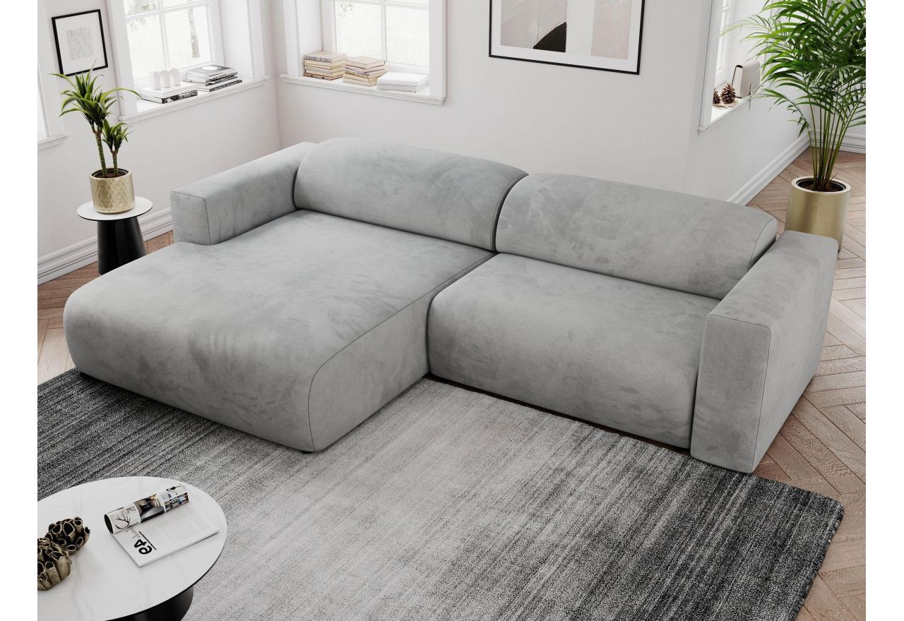 Narożnik PASADENA L - strona lewa - jasnoszary, welwet