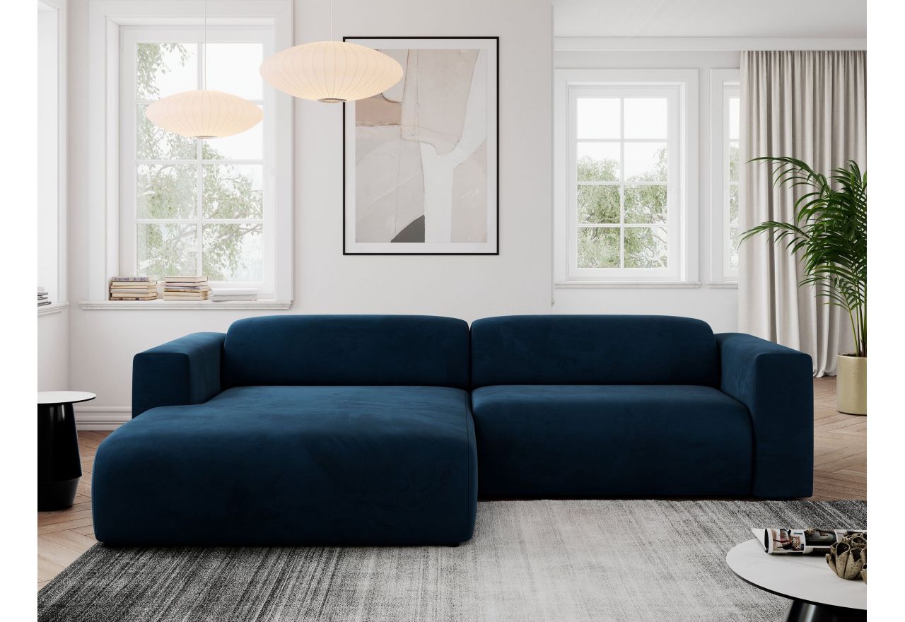 Narożnik PASADENA L - strona lewa - ciemnoniebieski, welwet