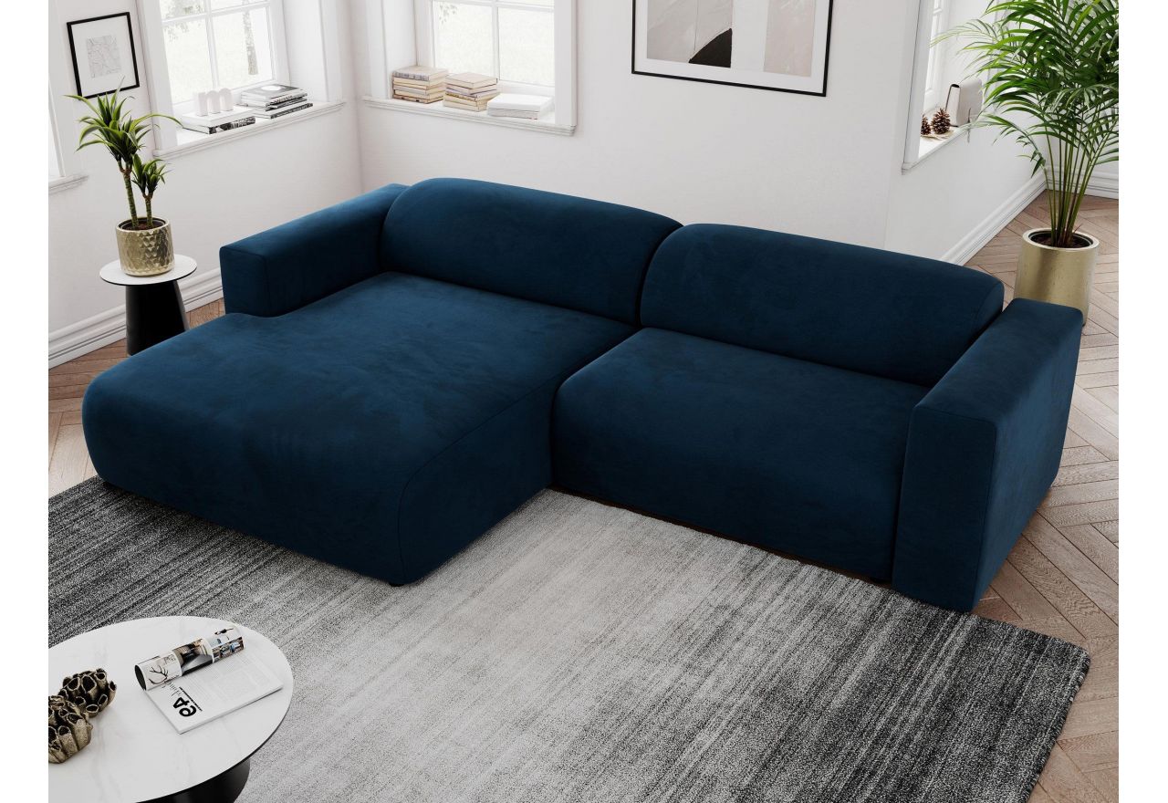 Narożnik PASADENA L - strona lewa - ciemnoniebieski, welwet