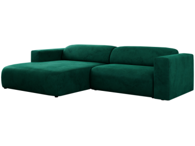 Narożnik PASADENA L - strona lewa - ciemnozielony, welwet