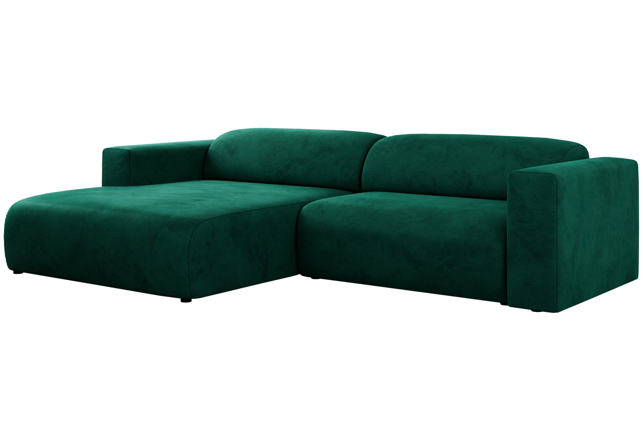 Narożnik PASADENA L - strona lewa - ciemnozielony, welwet