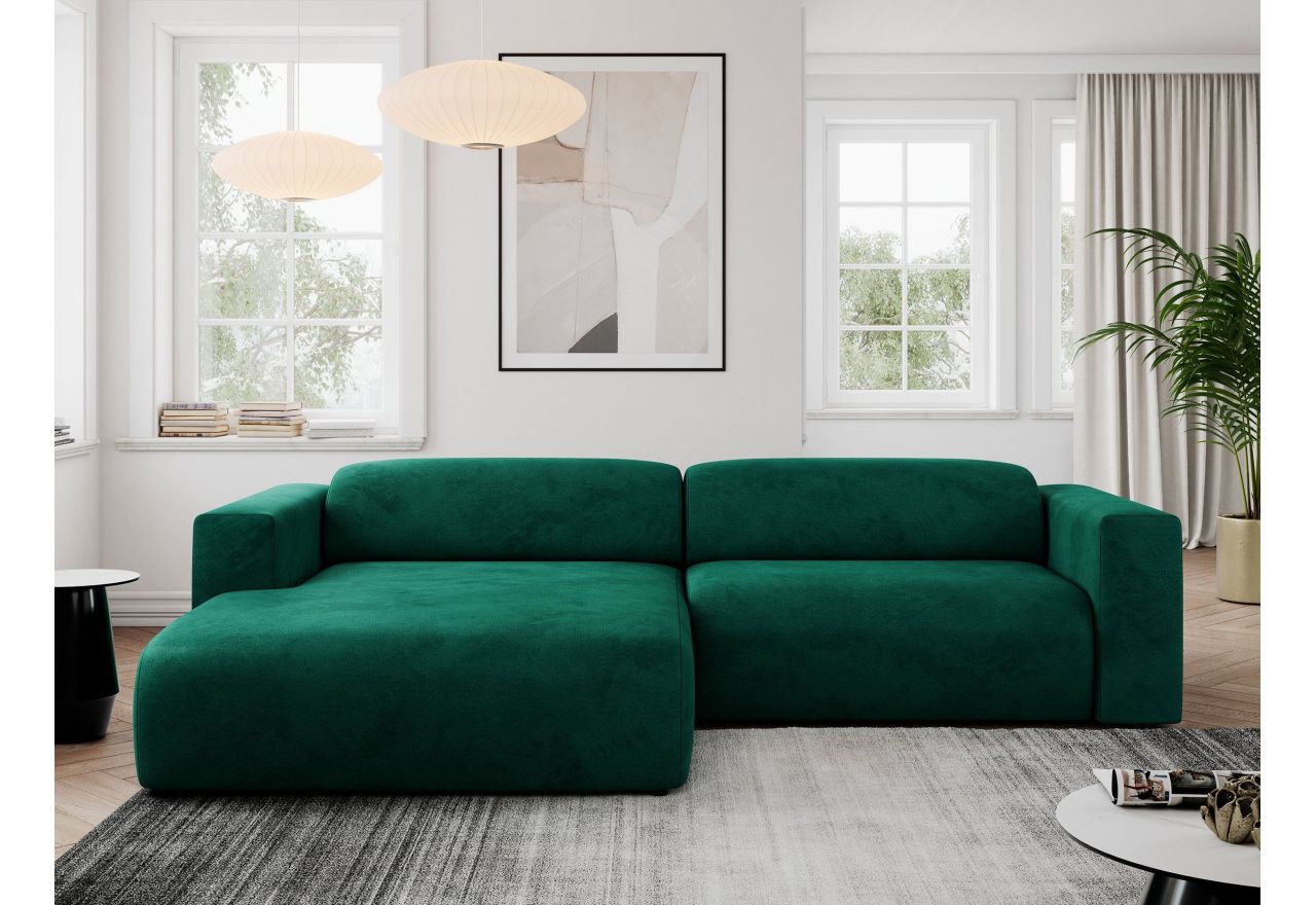Narożnik PASADENA L - strona lewa - ciemnozielony, welwet