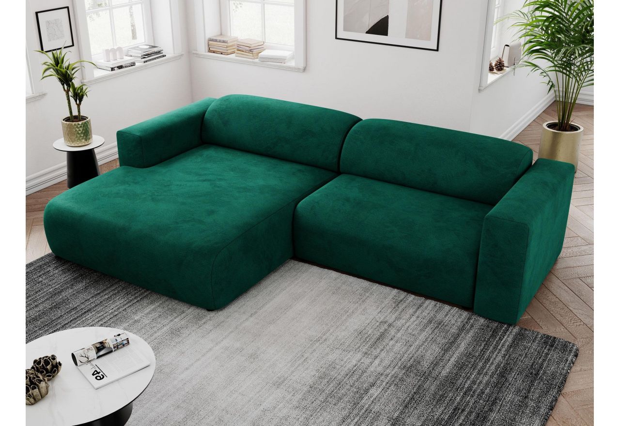 Narożnik PASADENA L - strona lewa - ciemnozielony, welwet