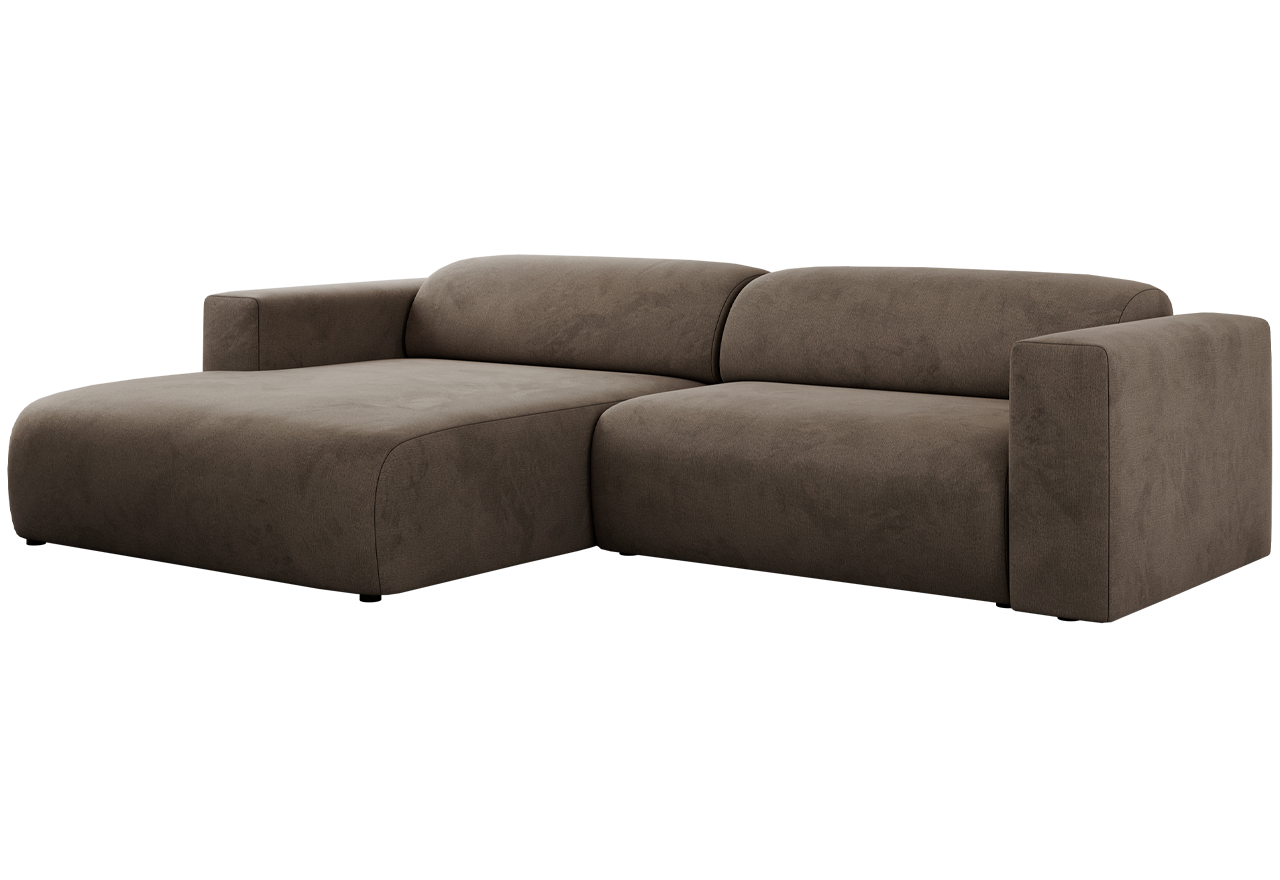Narożnik PASADENA L - strona lewa - brązowy, welwet