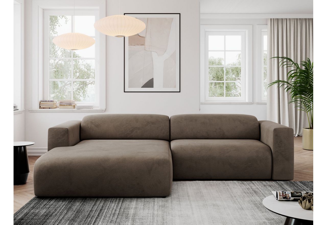 Narożnik PASADENA L - strona lewa - brązowy, welwet