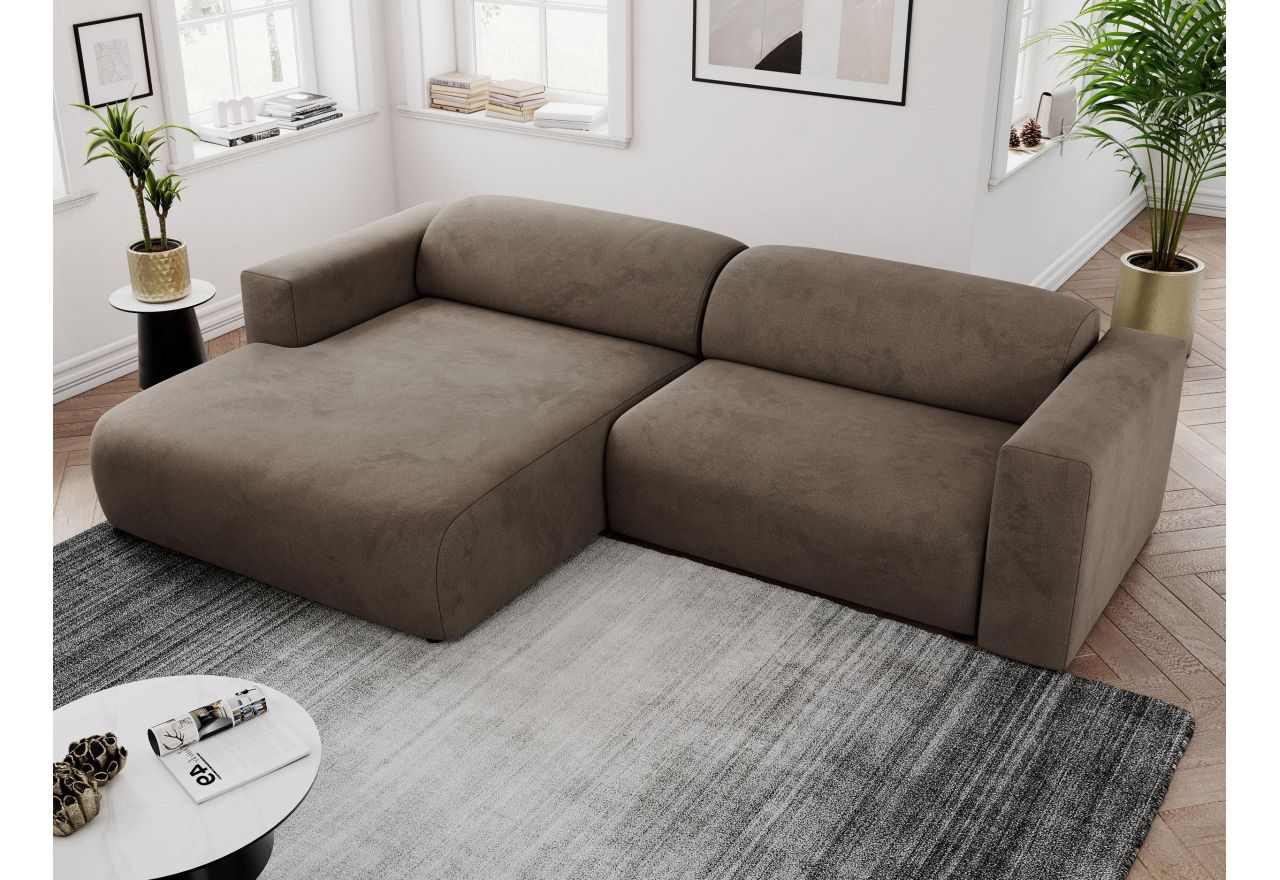 Narożnik PASADENA L - strona lewa - brązowy, welwet