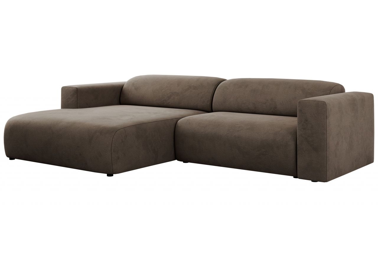 Narożnik PASADENA L - strona lewa - brązowy, welwet