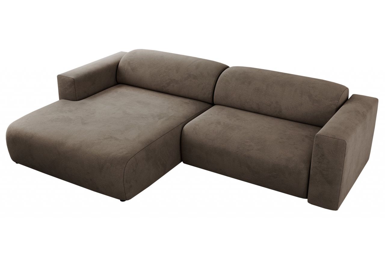 Narożnik PASADENA L - strona lewa - brązowy, welwet