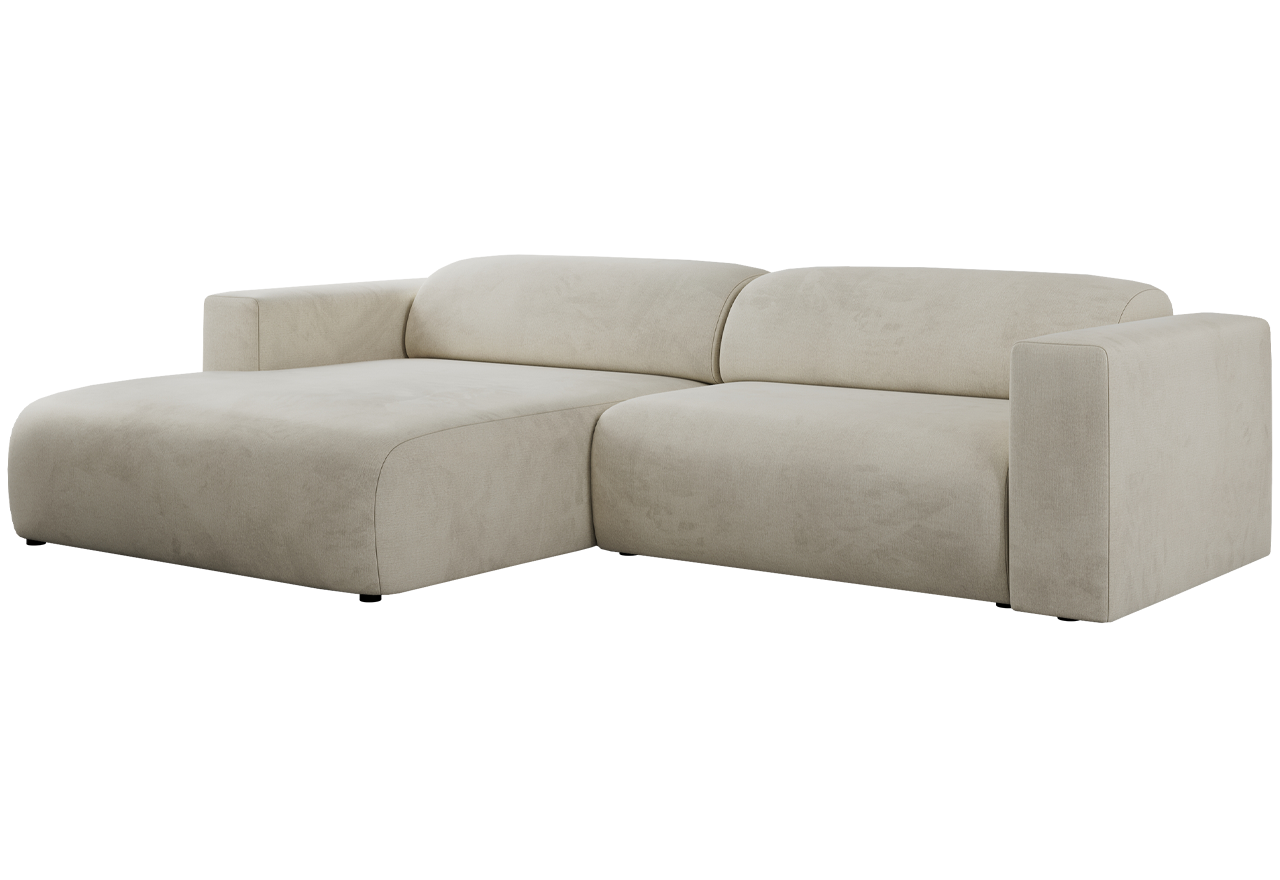 Narożnik PASADENA L - strona lewa - beżowy, welwet