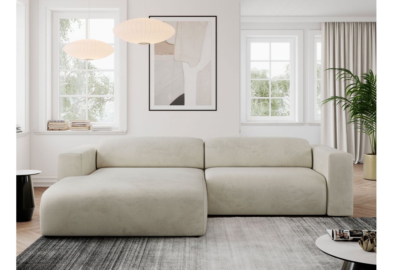 Narożnik PASADENA L - strona lewa - beżowy, welwet