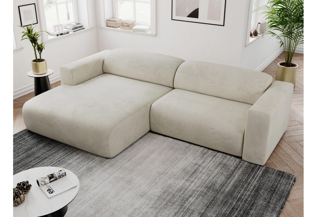 Narożnik PASADENA L - strona lewa - beżowy, welwet