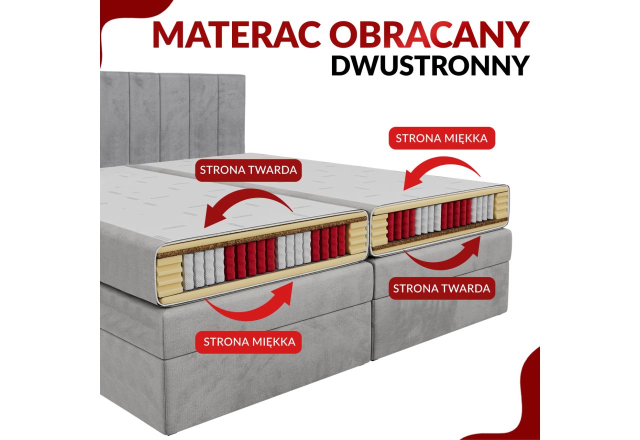 Łóżko kontynentalne FAST KING 160x200 - Monolith 92 - ciemny szary - OUTLET