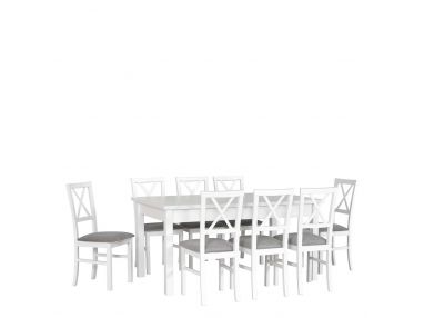 Zestaw mebli do jadalni na wiele osób, biały kolor - stół MODUS 2 + krzesła MONTU 4