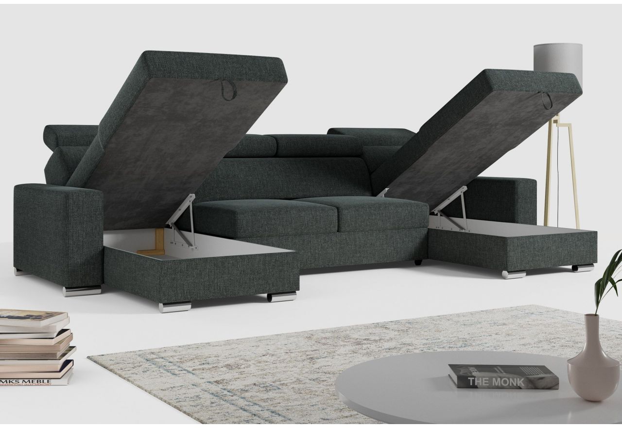 Narożnik FOX U - uniwersalny - ciemnoszary, struktura