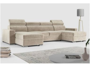 Narożnik FOX U - uniwersalny - beżowy, welwet