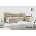 Narożnik FOX U - uniwersalny - beżowy, welwet