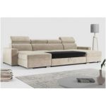 Narożnik FOX U - uniwersalny - beżowy, welwet