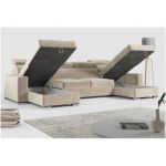 Narożnik FOX U - uniwersalny - beżowy, welwet