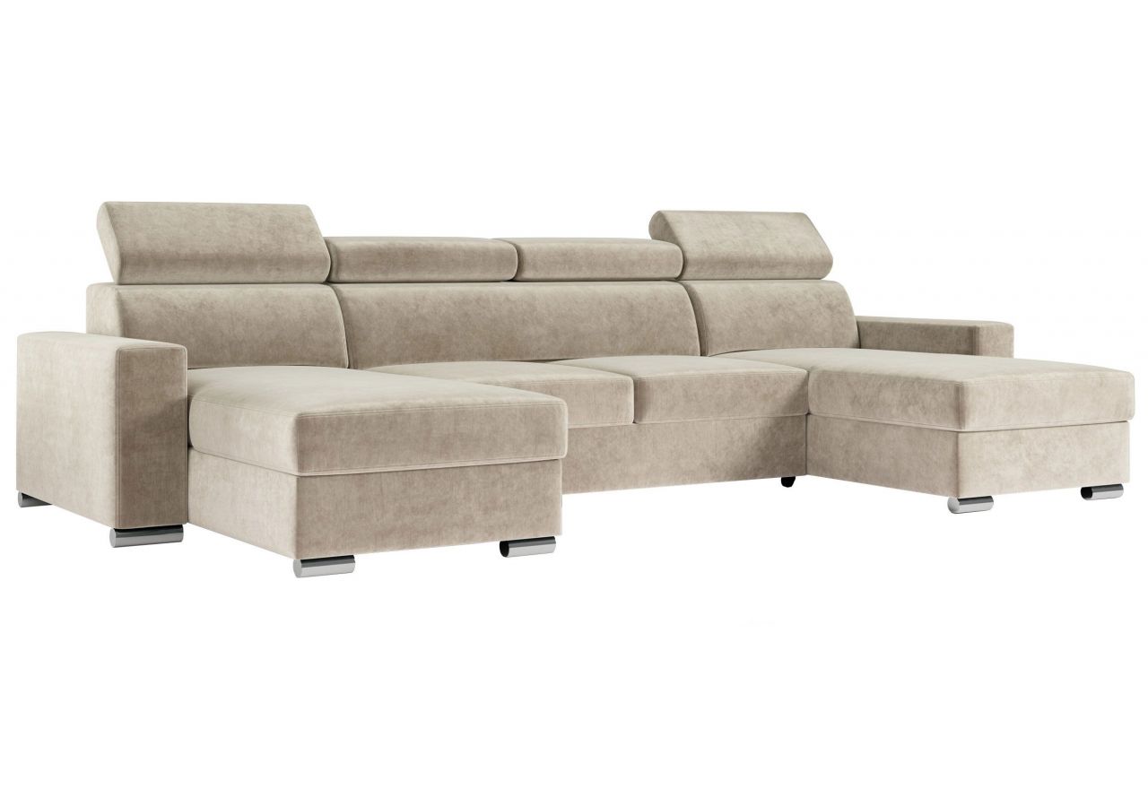 Narożnik FOX U - uniwersalny - beżowy, welwet