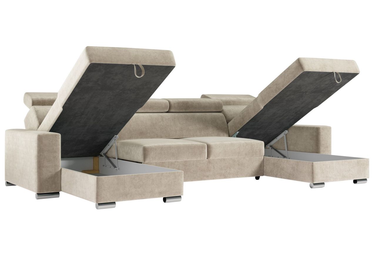 Narożnik FOX U - uniwersalny - beżowy, welwet