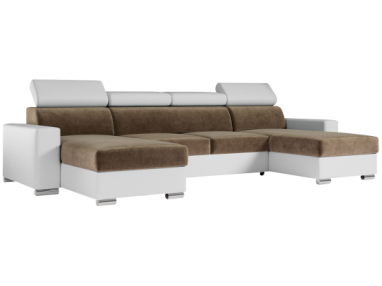 Narożnik FOX U - uniwersalny - brązowy, biały, welwet, ekoskóra