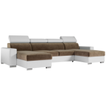 Narożnik FOX U - uniwersalny - brązowy, biały, welwet, ekoskóra