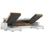 Narożnik FOX U - uniwersalny - brązowy, biały, welwet, ekoskóra