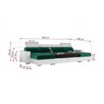 Narożnik FOX U - uniwersalny - ciemnozielony, biały, welwet, ekoskóra