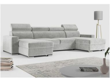 Narożnik FOX U - uniwersalny - jasnoszary, welwet