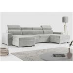 Narożnik FOX U - uniwersalny - jasnoszary, welwet