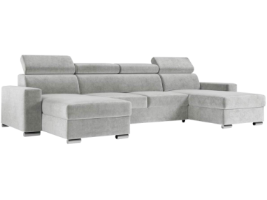 Narożnik FOX U - uniwersalny - jasnoszary, welwet