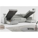 Narożnik FOX U - uniwersalny - jasnoszary, welwet