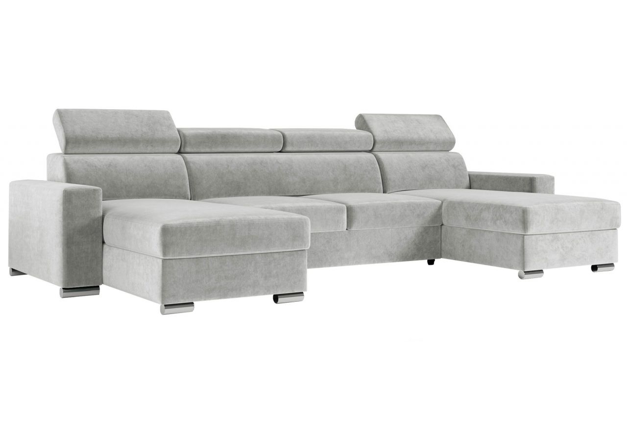 Narożnik FOX U - uniwersalny - jasnoszary, welwet