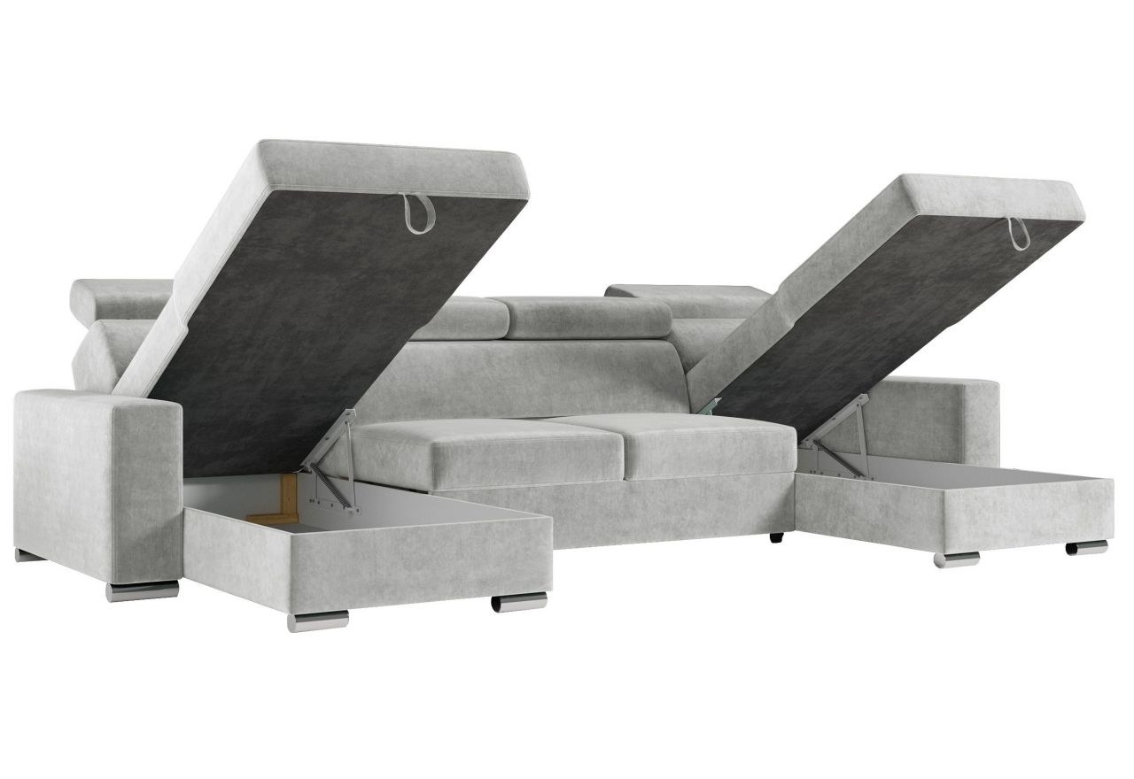 Narożnik FOX U - uniwersalny - jasnoszary, welwet