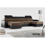 Narożnik FOX U - uniwersalny - brązowy, czarny, welwet, ekoskóra