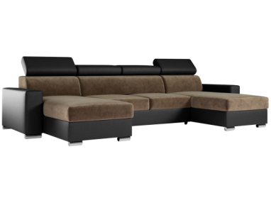 Narożnik FOX U - uniwersalny - brązowy, czarny, welwet, ekoskóra