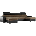 Narożnik FOX U - uniwersalny - brązowy, czarny, welwet, ekoskóra