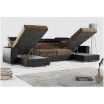 Narożnik FOX U - uniwersalny - brązowy, czarny, welwet, ekoskóra