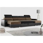 Narożnik FOX U - uniwersalny - brązowy, czarny, welwet, ekoskóra