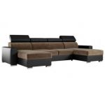 Narożnik FOX U - uniwersalny - brązowy, czarny, welwet, ekoskóra