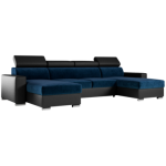 Narożnik FOX U - uniwersalny - ciemnoniebieski, czarny, welwet, ekoskóra