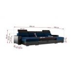 Narożnik FOX U - uniwersalny - ciemnoniebieski, czarny, welwet, ekoskóra