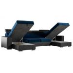 Narożnik FOX U - uniwersalny - ciemnoniebieski, czarny, welwet, ekoskóra