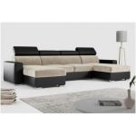 Narożnik FOX U - uniwersalny - beżowy, czarny, welwet, ekoskóra