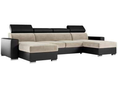 Narożnik FOX U - uniwersalny - beżowy, czarny, welwet, ekoskóra