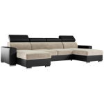 Narożnik FOX U - uniwersalny - beżowy, czarny, welwet, ekoskóra