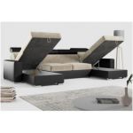 Narożnik FOX U - uniwersalny - beżowy, czarny, welwet, ekoskóra