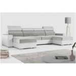 Narożnik FOX U - uniwersalny - jasnoszary, biały, welwet, ekoskóra